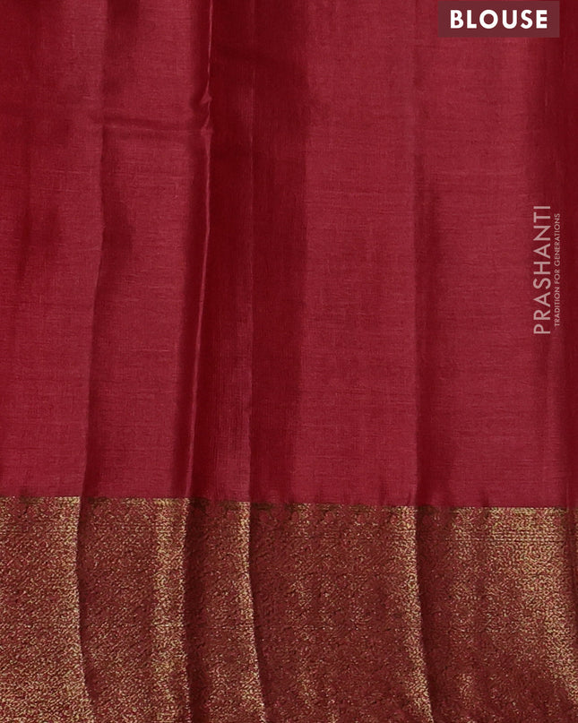 Banarasi tussar silk saree mustard yellow and maroon with thread & zari woven buttas and woven border