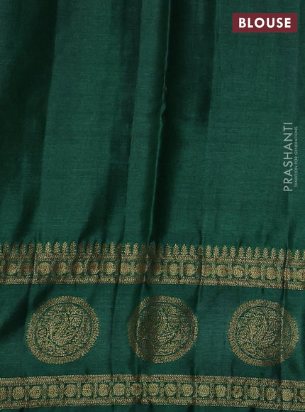 Banarasi tussar silk saree wine shade and green with thread & zari woven buttas and woven border