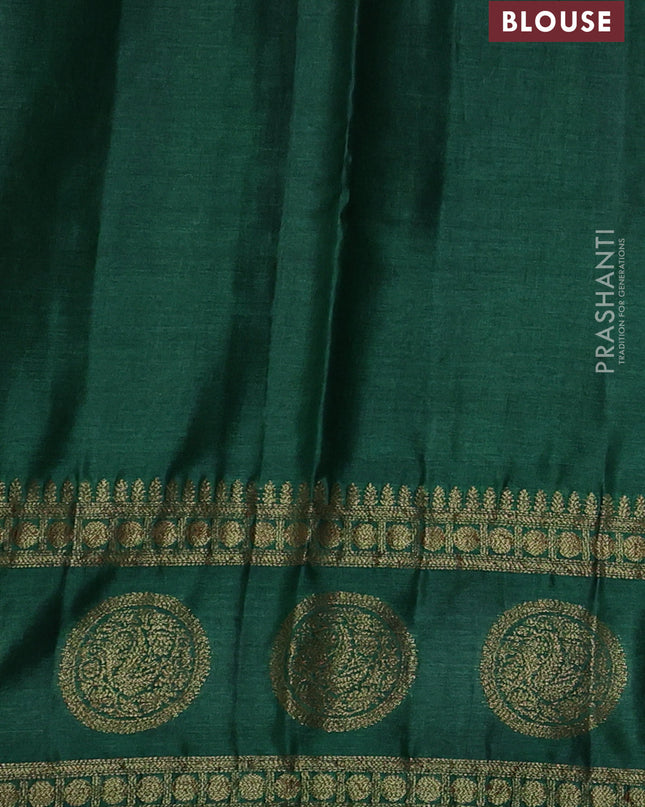 Banarasi tussar silk saree wine shade and green with thread & zari woven buttas and woven border