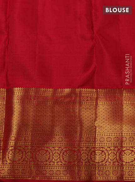 Pure kanchipuram silk saree cream and red with allover zari checks & butta weaves and rich zari woven border