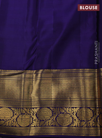 Pure kanchipuram silk saree dark blue with allover silver & gold zari woven brocade weaves and long zari woven border