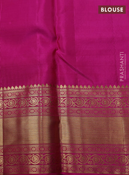 Pure kanchipuram silk saree pastel green and pink with allover zari woven brocade weaves and long zari woven border