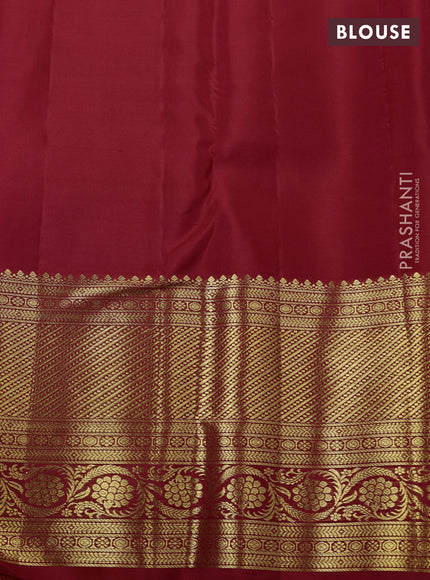 Pure kanchipuram silk saree red with allover zari woven floral brocade weaves and long zari woven border