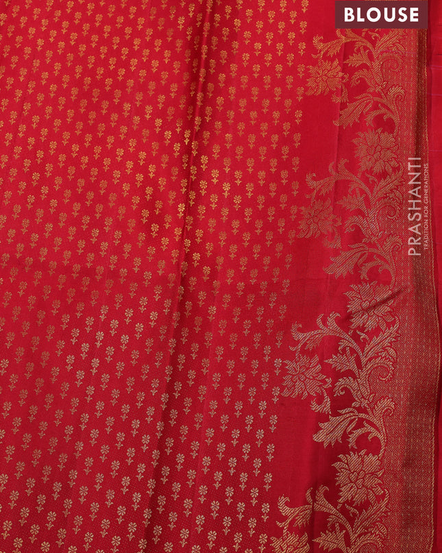 Pure kanchipuram silk saree lavender and red with allover zari woven brocade weaves and long zari woven paithani style border