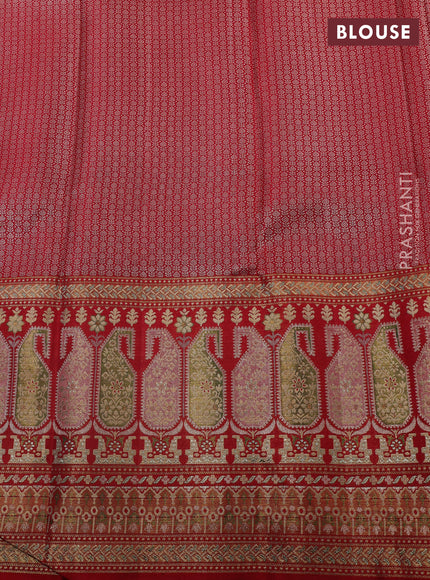 Pure kanchipuram silk saree red with allover zari woven brocade weaves and long paisley zari woven border