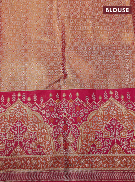 Pure kanchipuram tissue silk saree gold and pink with allover zari woven brocade weaves and long zari woven border