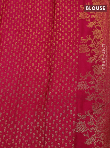 Pure kanchipuram silk saree teal green and pink with allover zari woven brocade weaves and long zari woven paithani style border