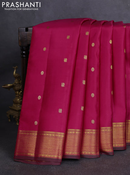 10Yards silk saree pink and bottle green with annam & rudhraksha zari woven buttas and zari woven border