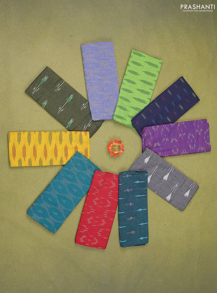 Ikat cotton blouse piece multi colour and Pack of 10