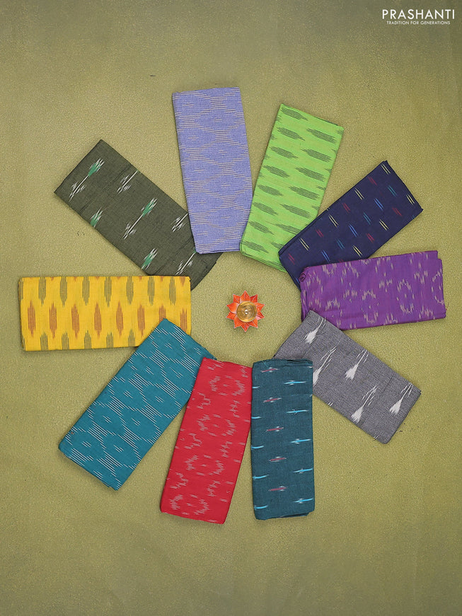 Ikat cotton blouse piece multi colour and Pack of 10
