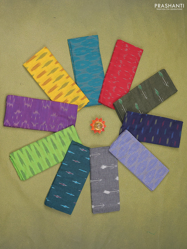 Ikat cotton blouse piece multi colour and Pack of 10