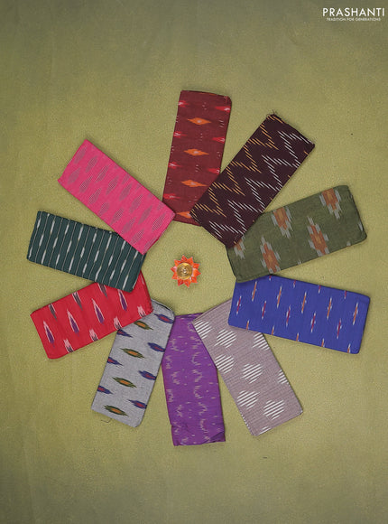 Ikat cotton blouse piece multi colour and Pack of 10