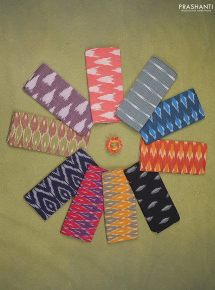 Ikat cotton blouse piece multi colour and Pack of 10