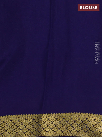 Pure mysore silk saree peacock blue and blue with allover zari woven buttas and zari woven border