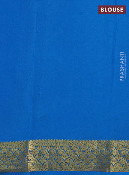 Pure mysore silk saree coffee brown and cs blue with allover zari woven buttas and zari woven border