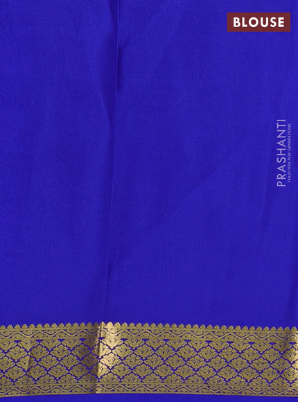 Pure mysore silk saree teal green and royal blue with allover zari woven buttas and zari woven border