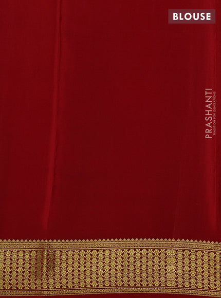 Pure mysore silk saree bottle green and red with allover zari woven checked pattern and zari woven border