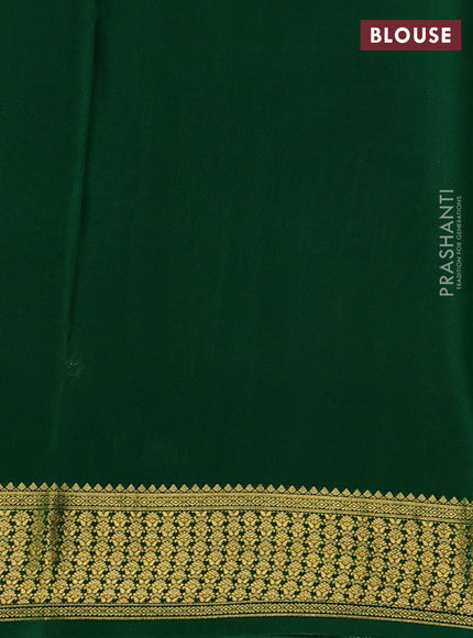 Pure mysore silk saree pink and green with allover zari woven checked pattern and zari woven border
