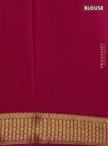 Pure mysore silk saree mehendi green and pink with allover zari woven checked pattern and zari woven border