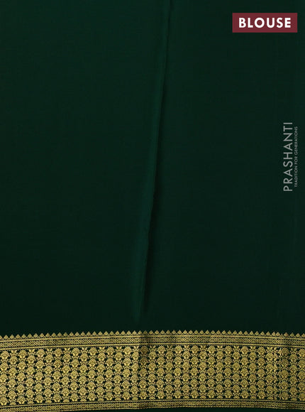 Pure mysore silk saree mustard yellow and green with allover zari woven checked pattern and zari woven border