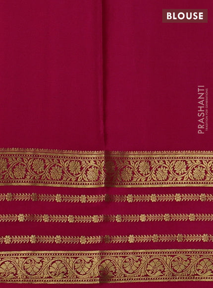 Pure mysore silk saree green and pink with zari woven buttas and long zari woven border