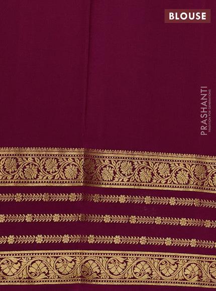 Pure mysore silk saree mango yellow and purple with zari woven buttas and long zari woven border