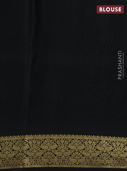 Pure mysore silk saree mango yellow and black with half & half style and long zari woven border