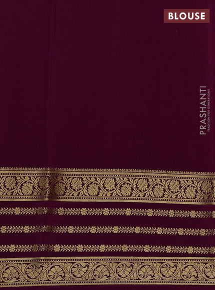 Pure mysore silk saree yellow and purple with zari woven buttas and long zari woven border