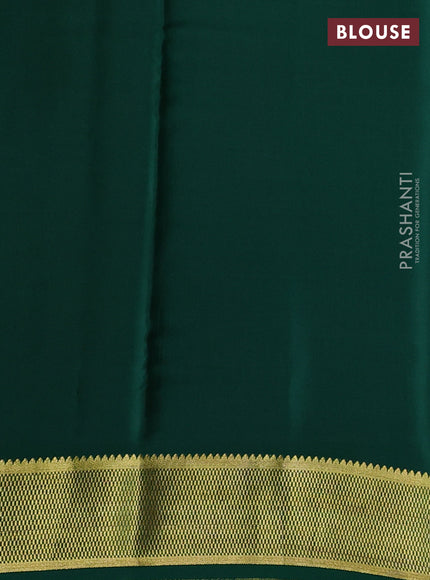 Pure mysore silk saree mustard yellow and green with allover zari stripe pattern and zari woven border