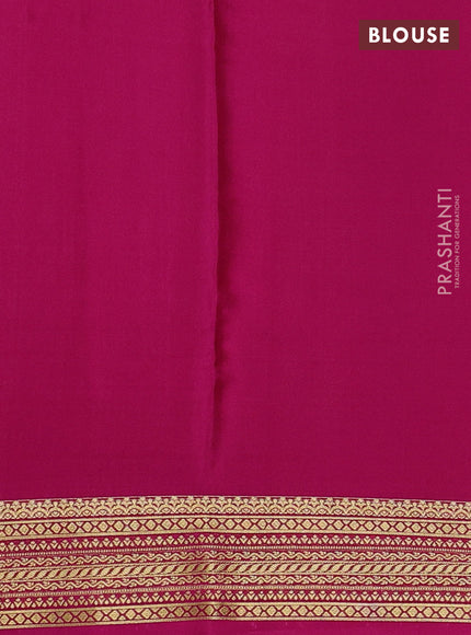 Pure mysore silk saree green and pink with allover zari woven checked pattern and zari woven border