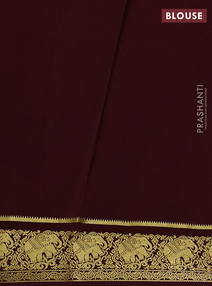 Pure mysore silk saree orange and coffee brown with zari woven buttas and elephant zari woven border
