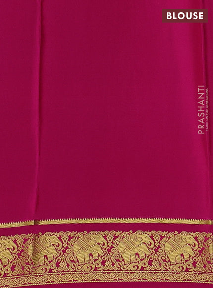 Pure mysore silk saree cs blue and pink with zari woven buttas and elephant zari woven border