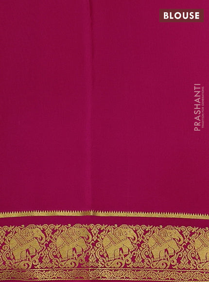 Pure mysore silk saree light green and pink with zari woven buttas and elephant zari woven border