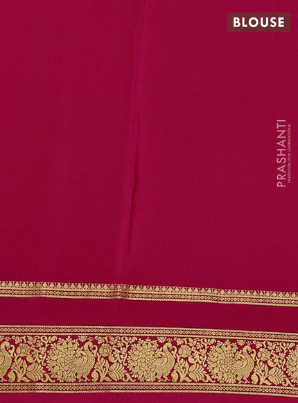 Pure mysore silk saree cs blue and pink with allover zari weaves & buttas and rettapet zari woven border