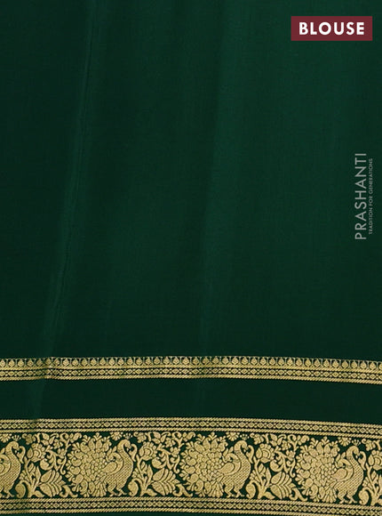 Pure mysore silk saree mustard yellow and green with allover zari weaves & buttas and rettapet zari woven border