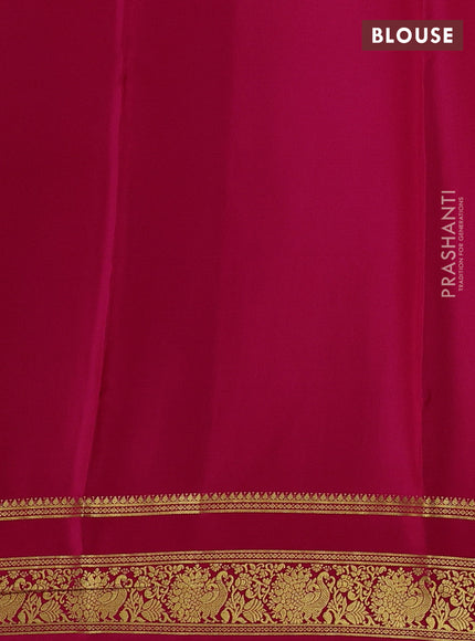 Pure mysore silk saree lime yellow and pink with allover zari weaves & buttas and rettapet zari woven border