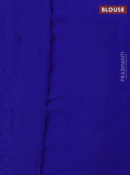 Pure mysore silk saree pastel blue shade and royal blue with allover zari checks & buttas in borderless style