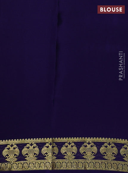 Pure mysore silk saree dark blue with allover zari stripe pattern and zari woven border