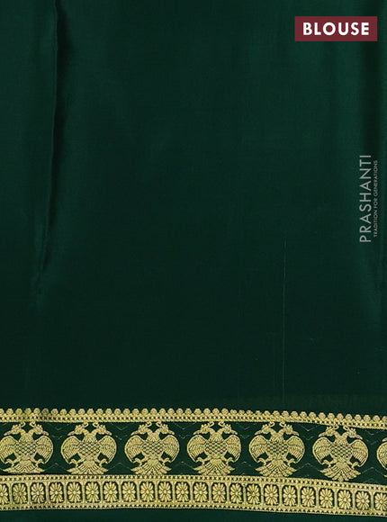 Pure mysore silk saree bottle green with allover zari stripe pattern and zari woven border