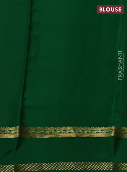 Pure mysore silk saree orange and green with zari woven buttas and rettapet zari woven border