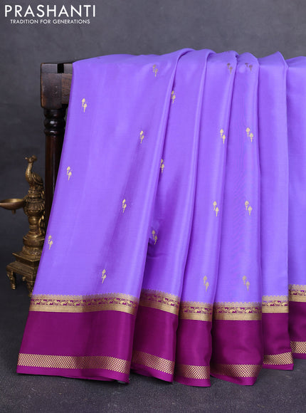 Pure mysore silk saree lavender and purple with zari woven buttas and rettapet zari woven border