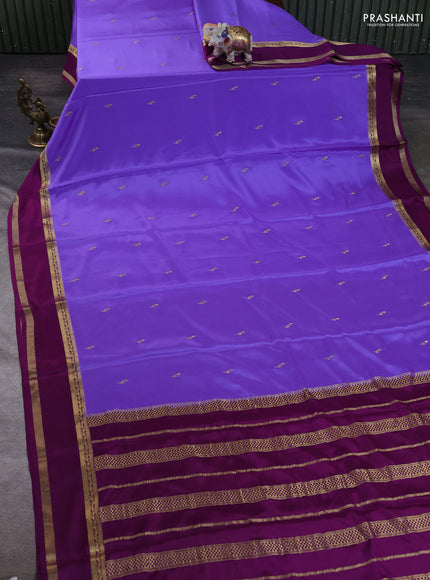 Pure mysore silk saree lavender and purple with zari woven buttas and rettapet zari woven border