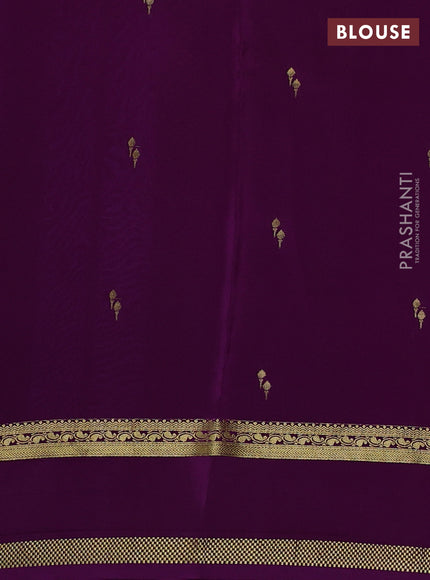 Pure mysore silk saree lavender and purple with zari woven buttas and rettapet zari woven border