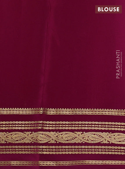 Pure mysore silk saree mango yellow and dark magenta pink with zari woven buttas and zari woven border