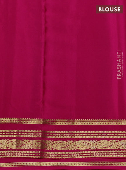 Pure mysore silk saree green and pink with zari woven buttas and zari woven border