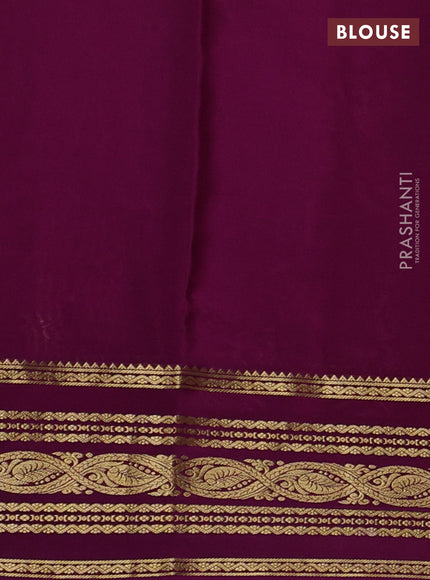 Pure mysore silk saree mild peach pink and purple with zari woven buttas and zari woven border