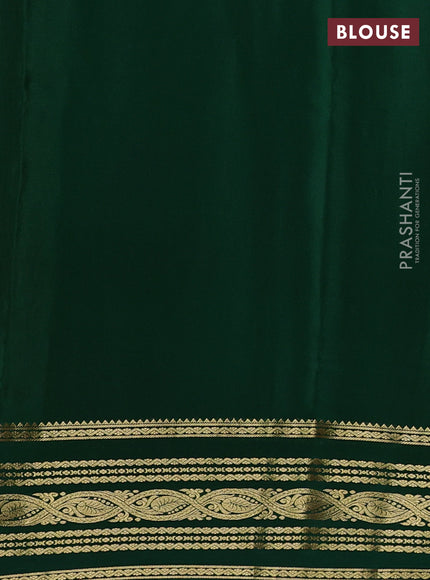 Pure mysore silk saree rustic orange and green with zari woven buttas and zari woven border