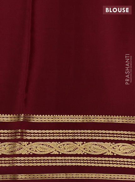 Pure mysore silk saree rustic orange and brown with zari woven buttas and zari woven elephant border