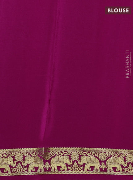 Pure mysore silk saree pink with zari woven buttas and zari woven elephant border