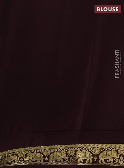 Pure mysore silk saree coffee brown with zari woven buttas and zari woven elephant border